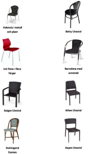 Urval Utestolar
